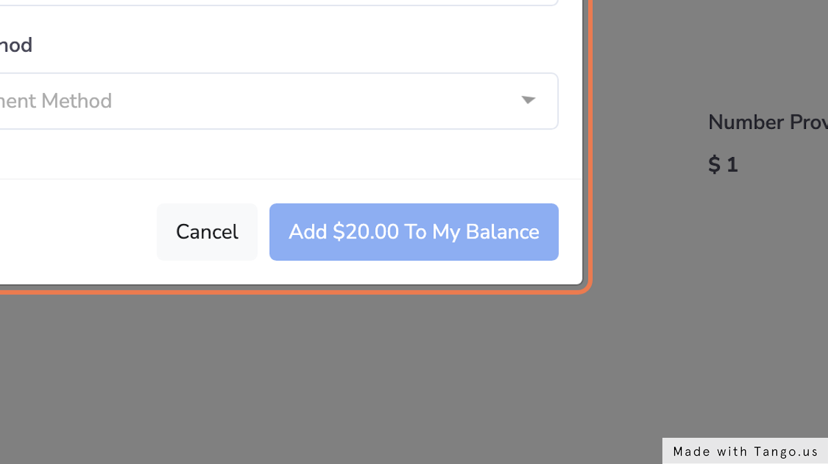Click on Add $20.00 To My Balance