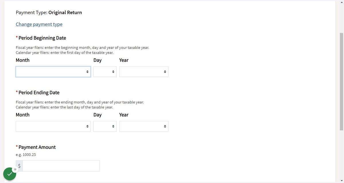 Enter Period Beginning and Ending Date