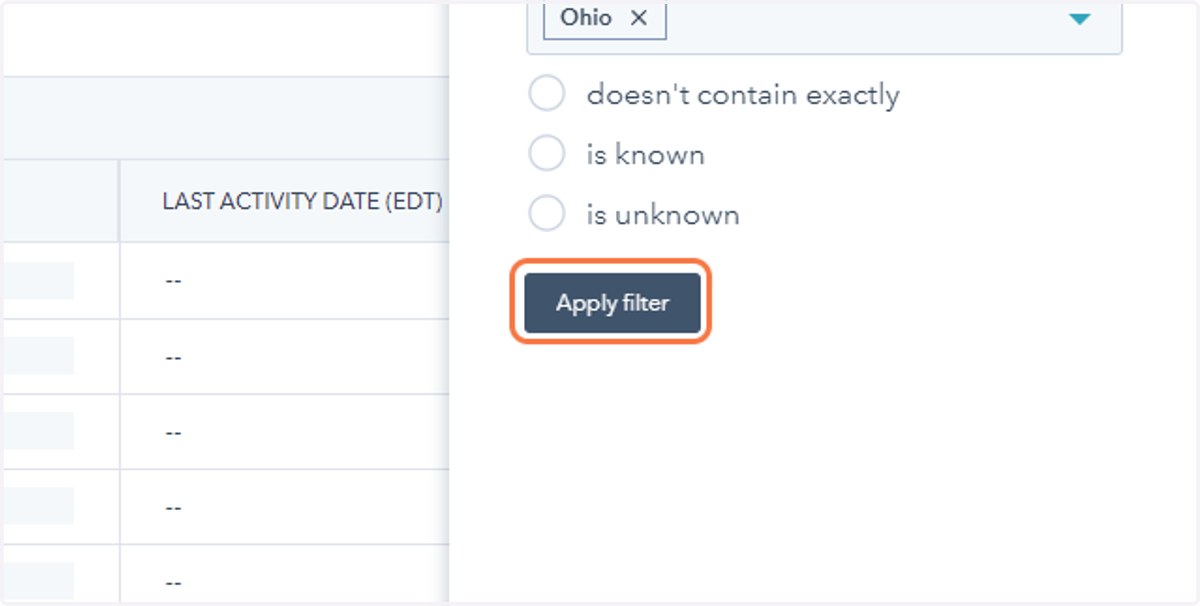 Click on Apply filter