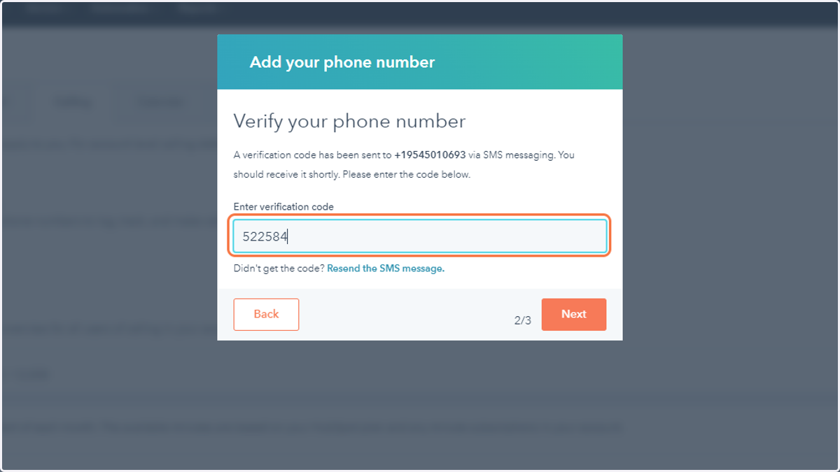 Enter the verification code that was sent to you