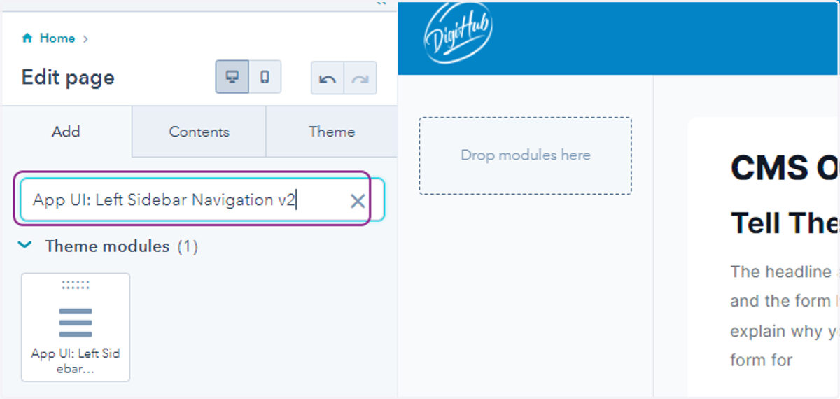 Paste "App UI: Left Sidebar Navigation v2" into input