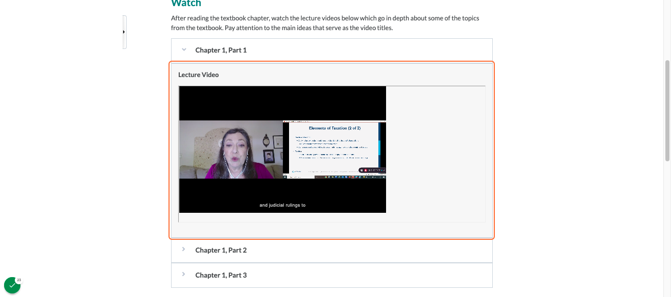 Module Component 4: Chunked videos by concept from the instructor