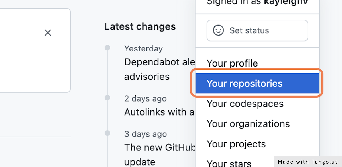 Select "Your repositories"