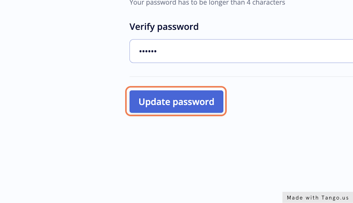 Click on Update password to save your new password
