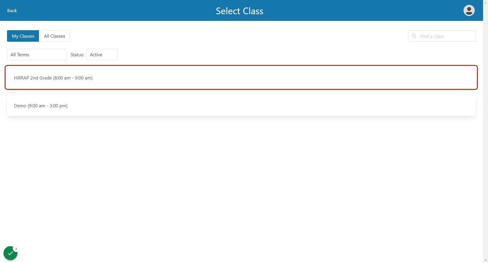 Select class.