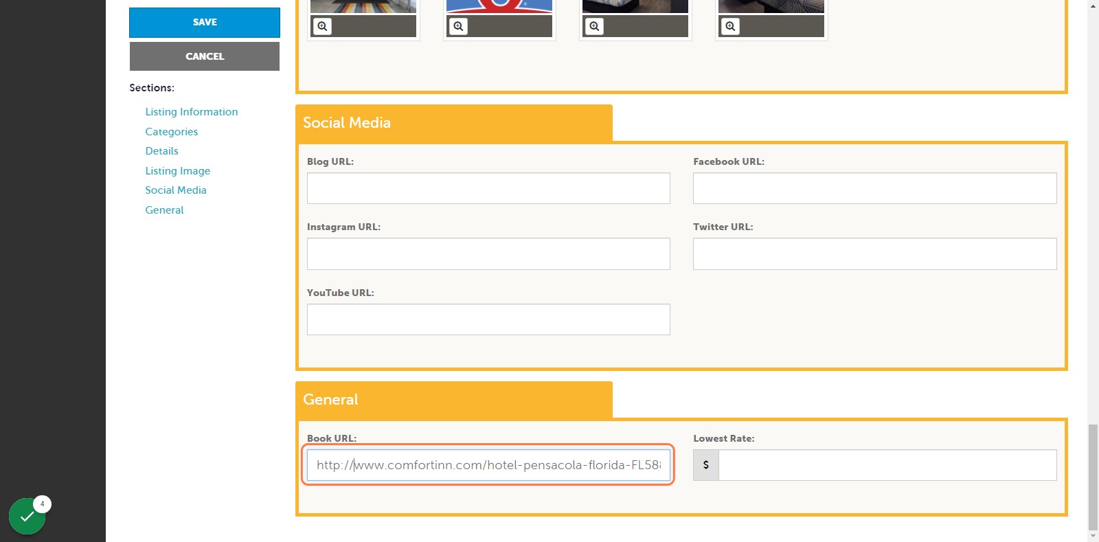 Click on Book URL at Very bottom of the page. THEN HIT SAVE!