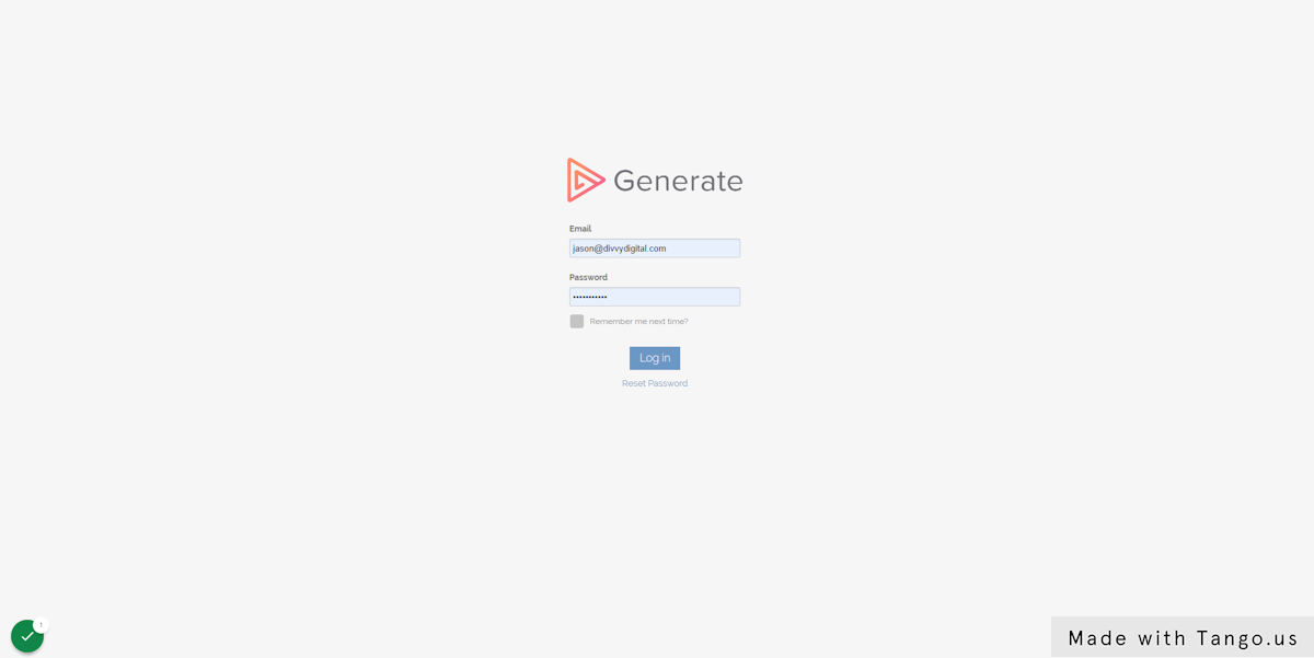 Log in to your Generate account.