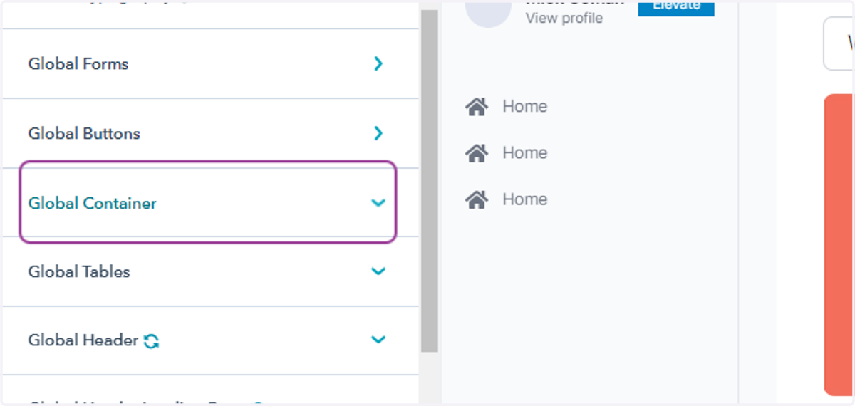 Click on Global Container