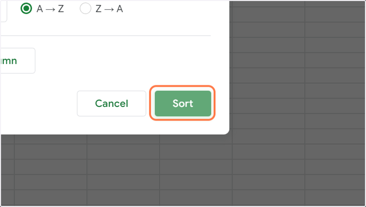 Click on Sort