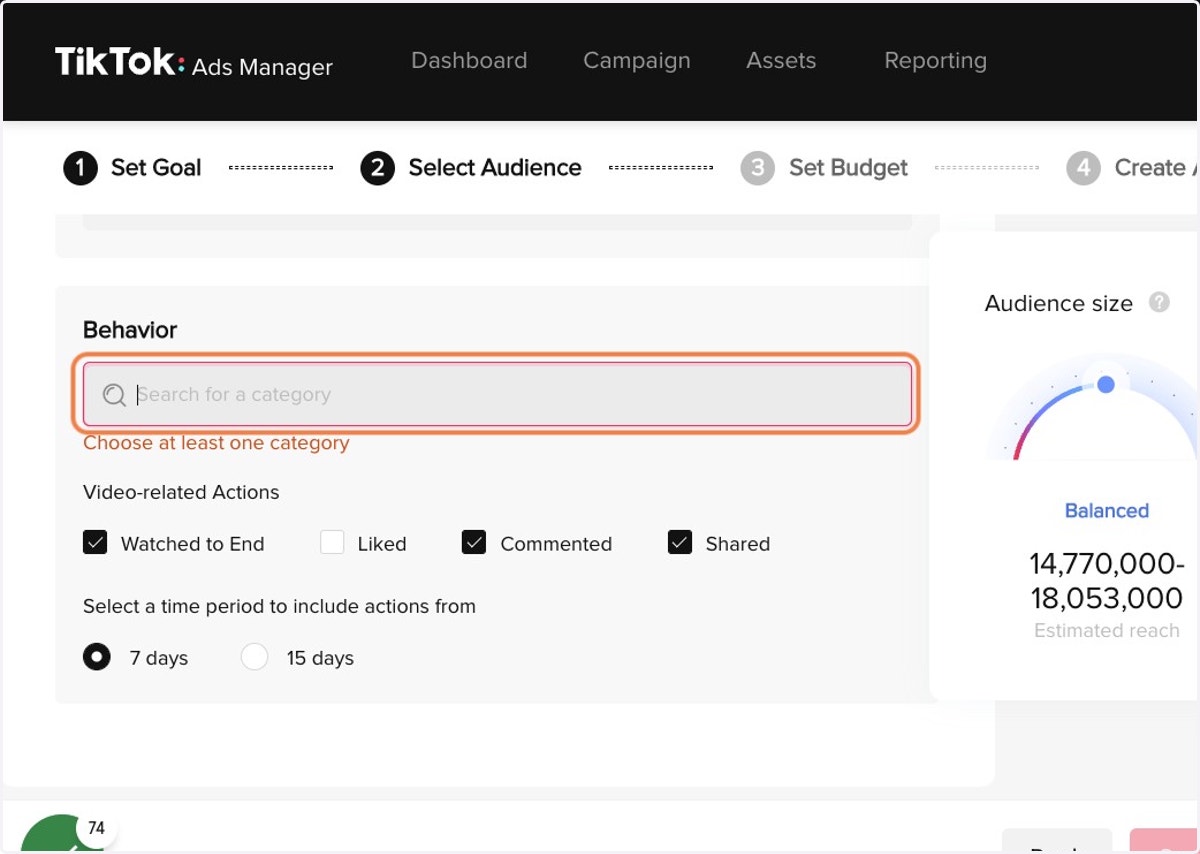 Click on Search for a category