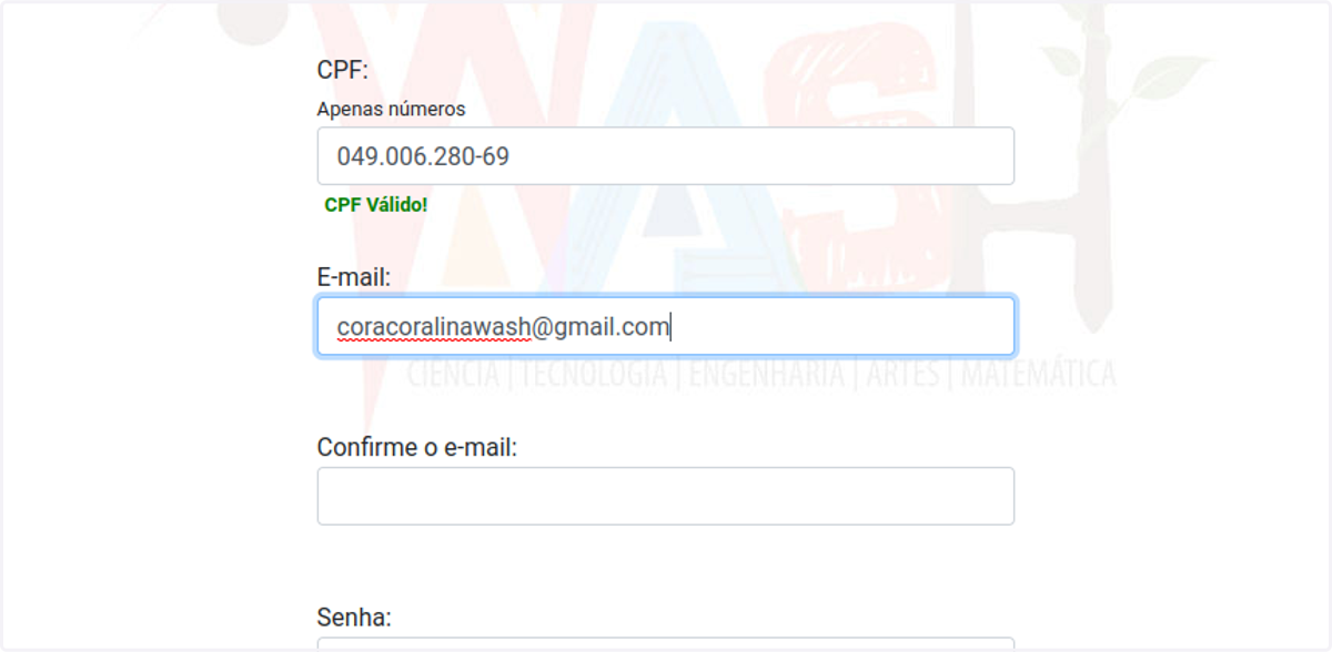 Type "coracoralinawash@gmail.com"