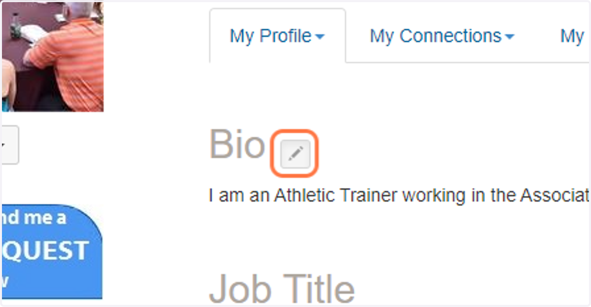Example of how to edit Main Profile Bio.