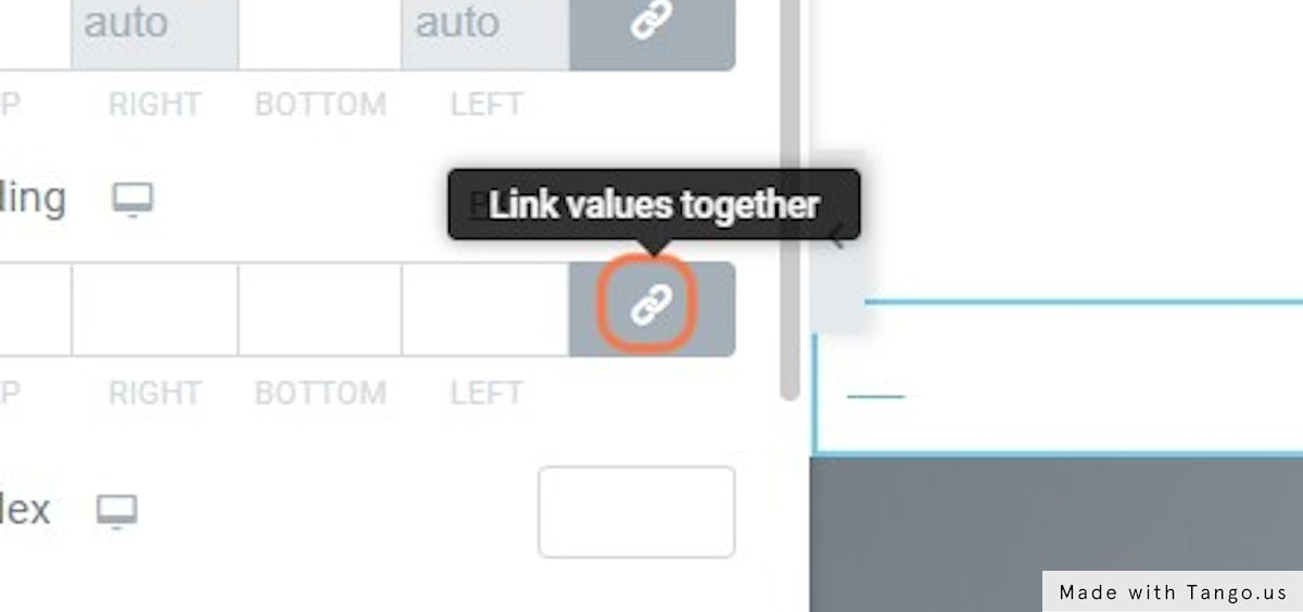 Click on Link values together to Unlink values
