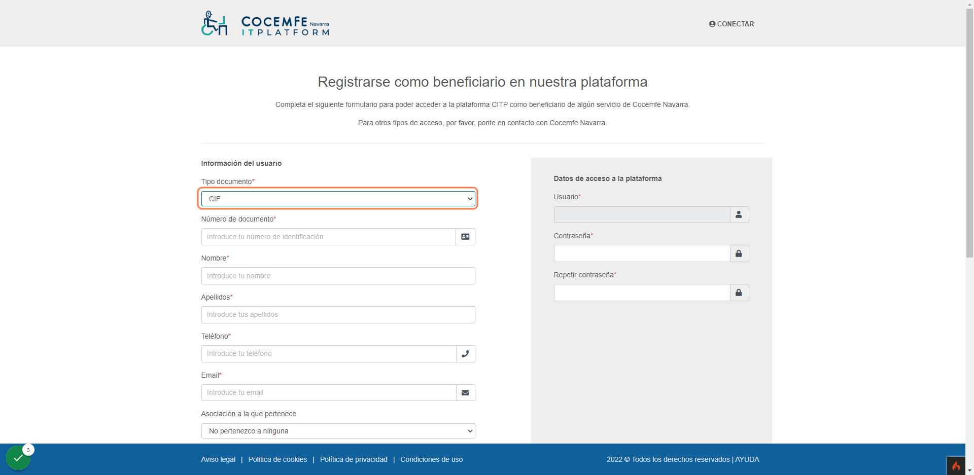 Completa los datos del formuario