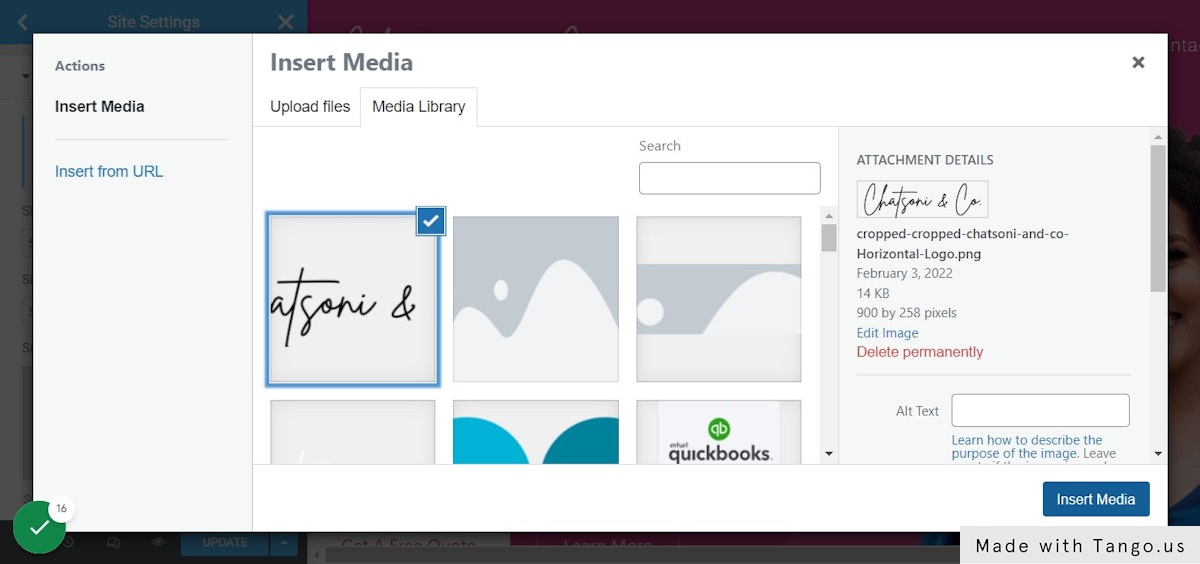 Select Your Uploaded Image and Click Insert Media