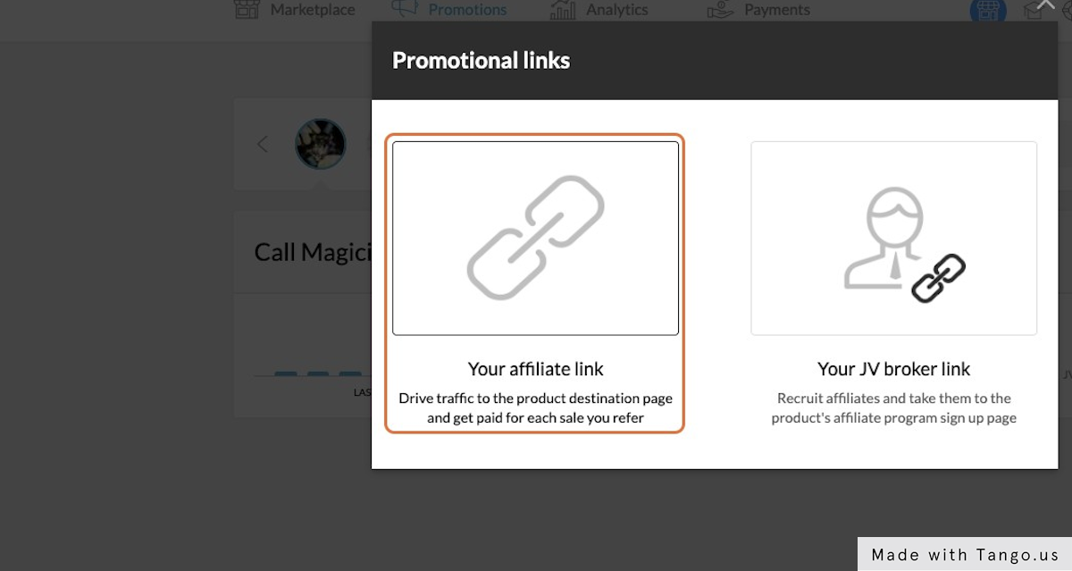 Click on Your affiliate link…