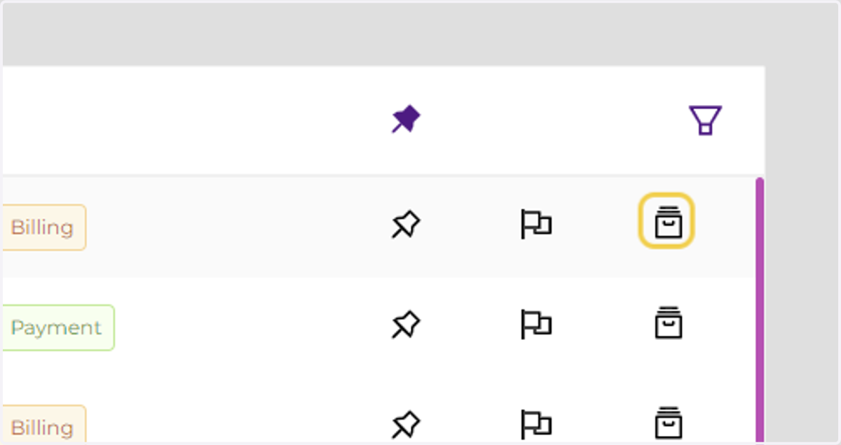 Archive Icon: Archives and item from your activity feed.