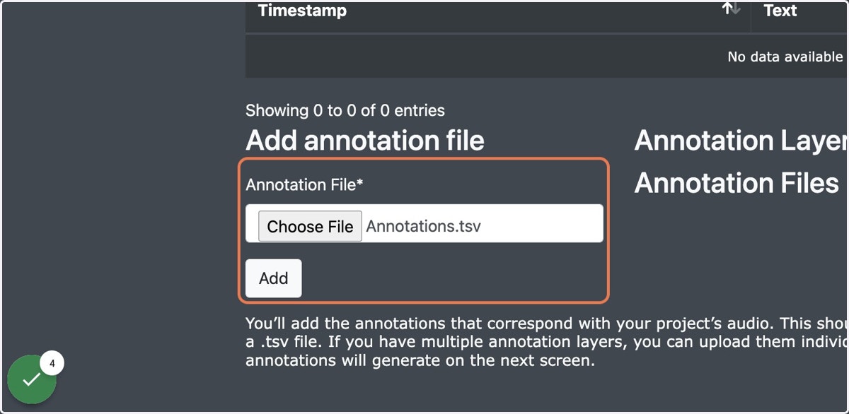 Select “Choose file" and find your annotation file