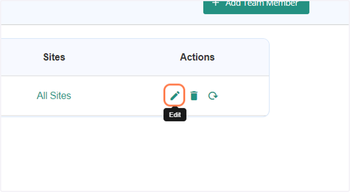 You can edit the team member information by clicking on edit button/pencil icon