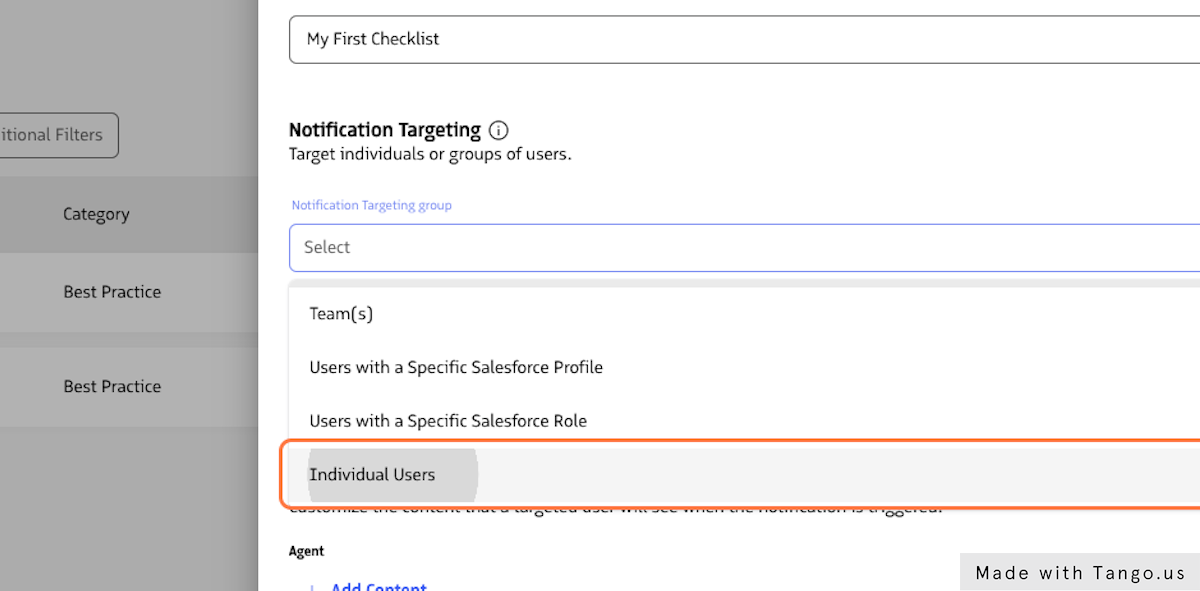 Choose who you want to target under Notification Targeting