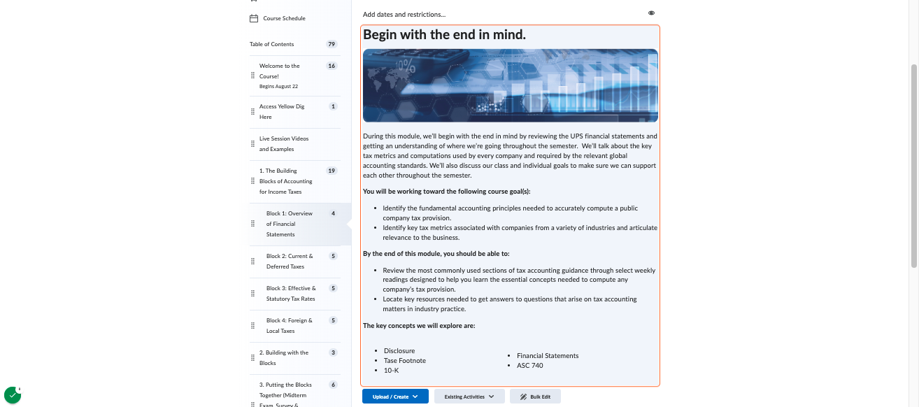 Module Descriptions: Includes overview information, module goals and outcomes and key vocabulary