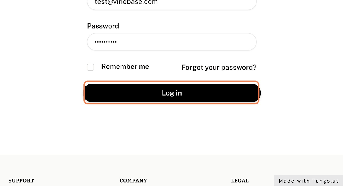 Enter your password and click log in