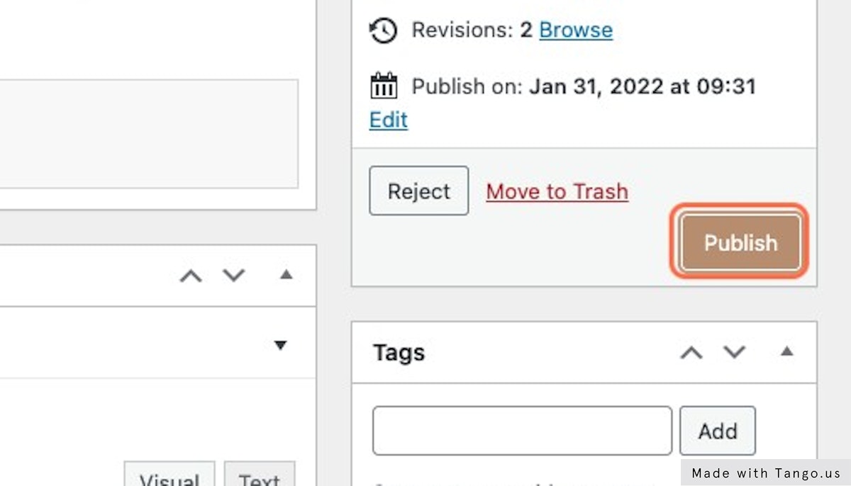 Click 'Publish' to accept the changes