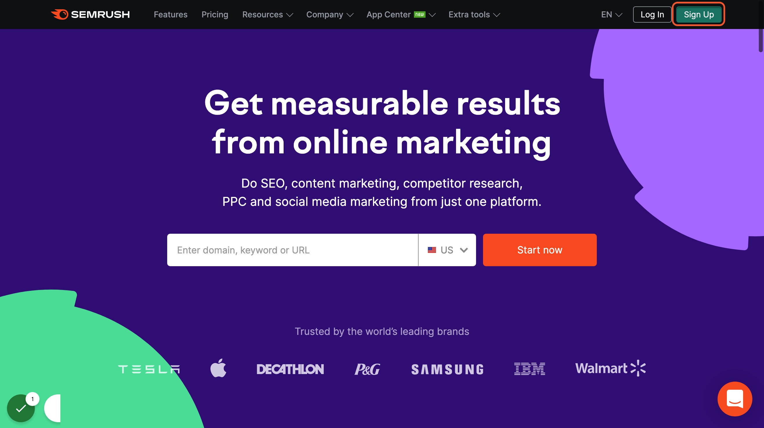 Go to Semrush and click on Sign Up.