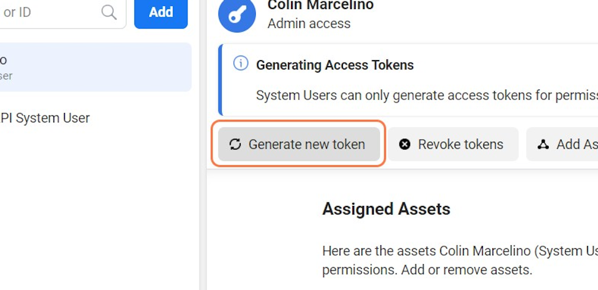 Click on Generate new token