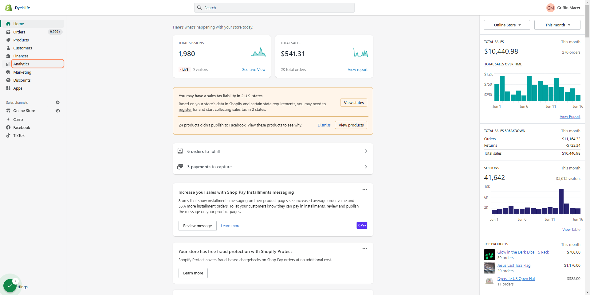 Click on Analytics