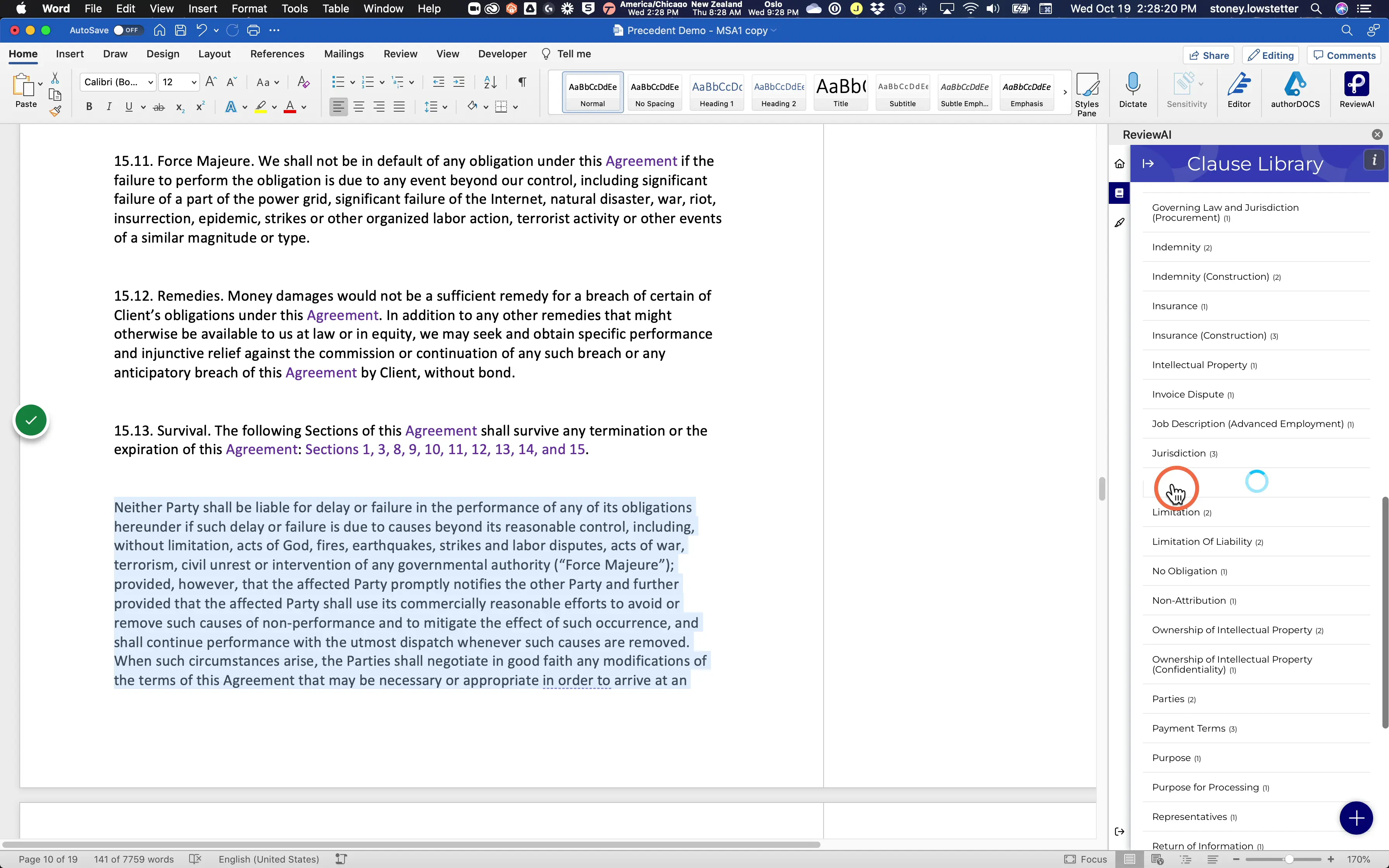 Click on the Clause type