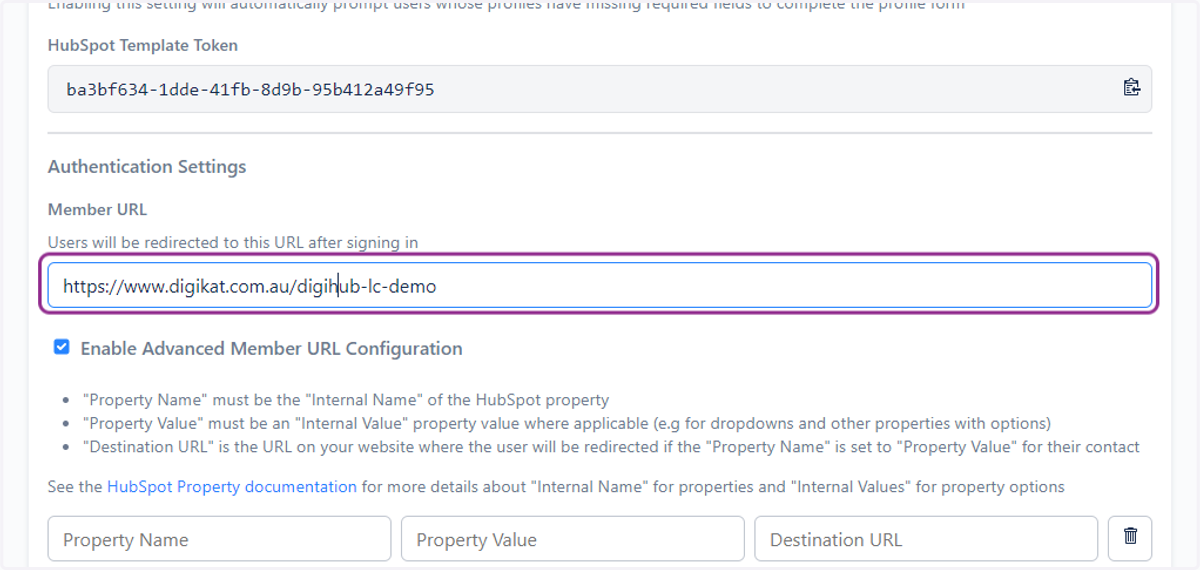 Setup your own redirected URL in HubSpot Website Pages/Landing Pages after signing in