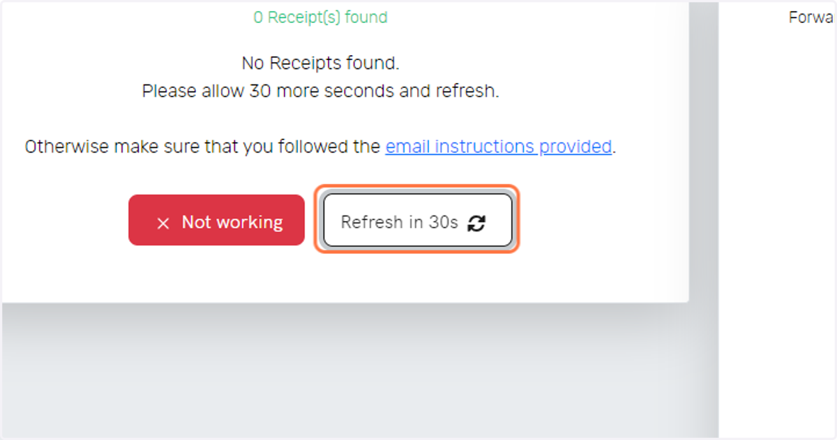 If the receipt has not yet been processed, click on Refresh