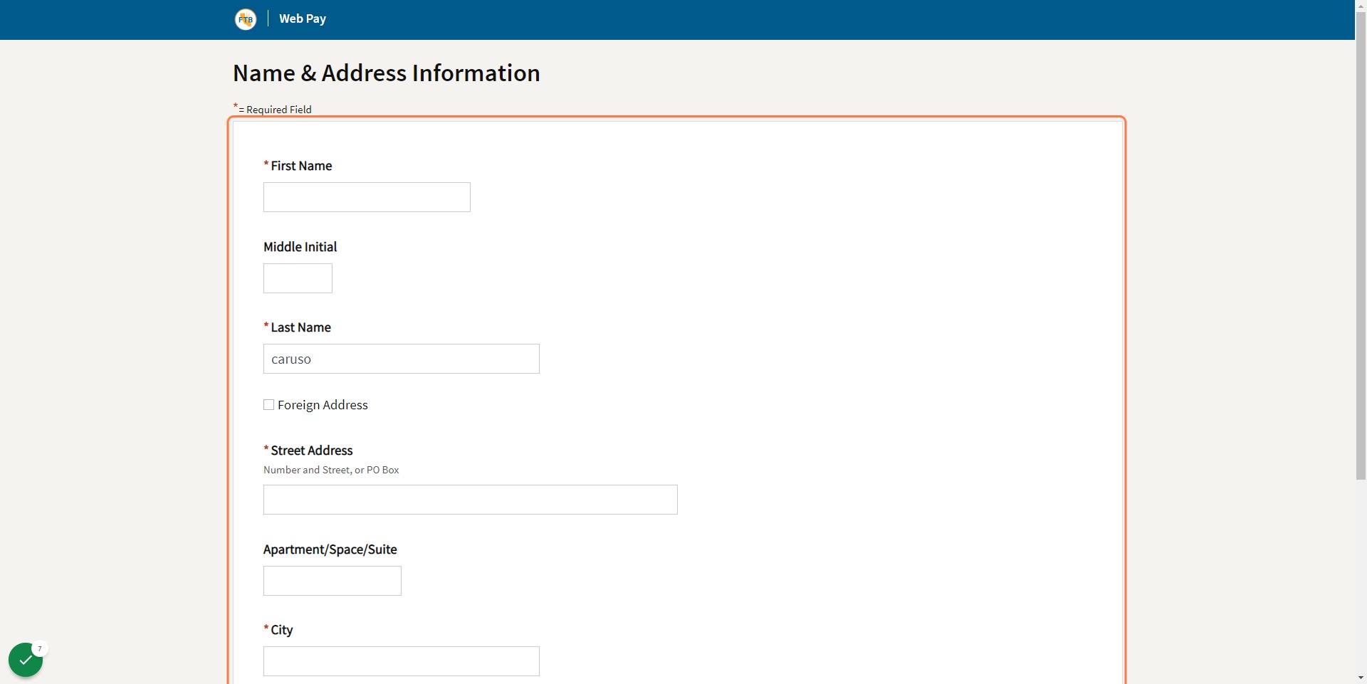 Enter Name and Address