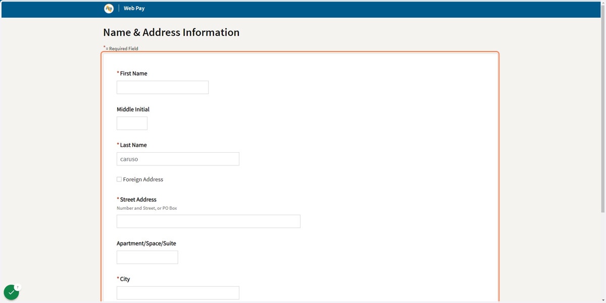 Enter Name and Address