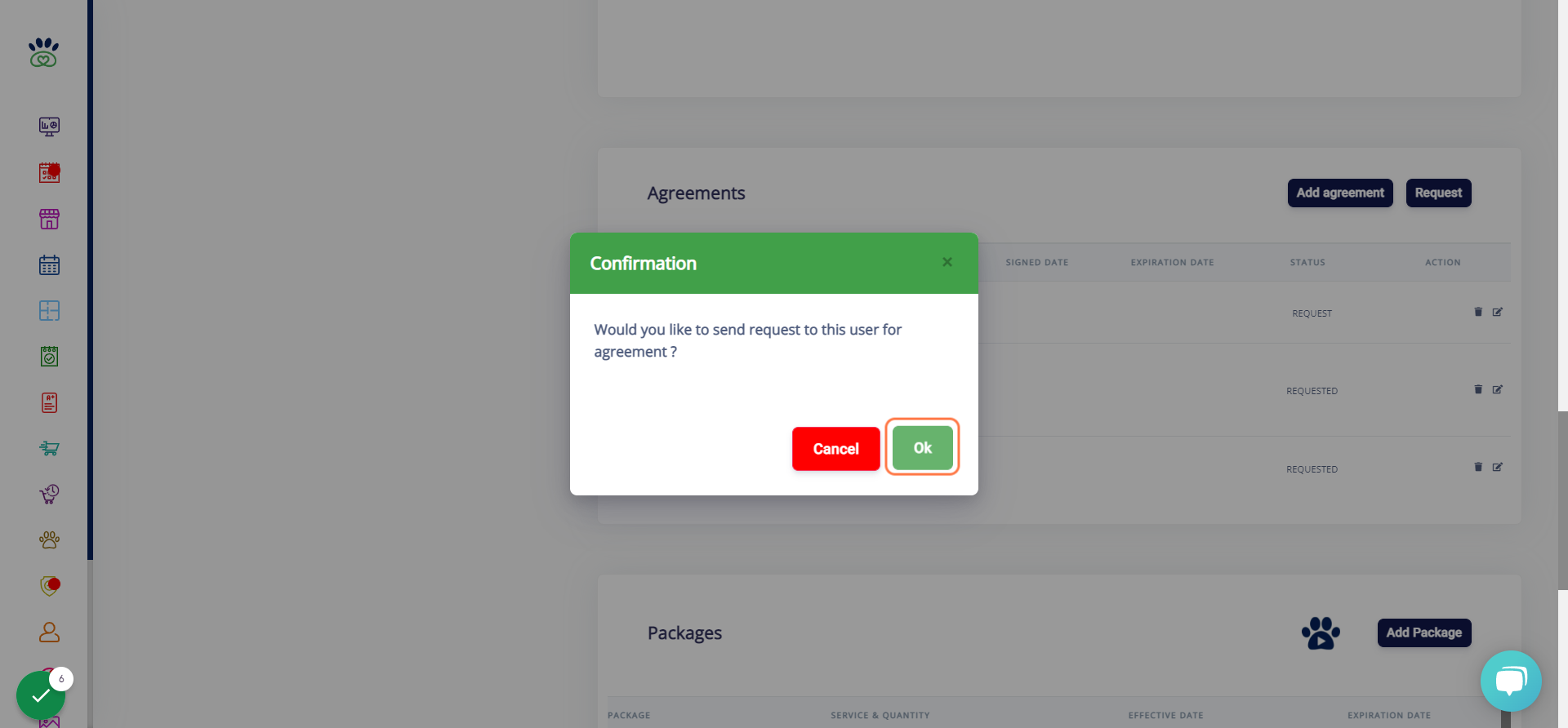 Click on Ok to confirm.