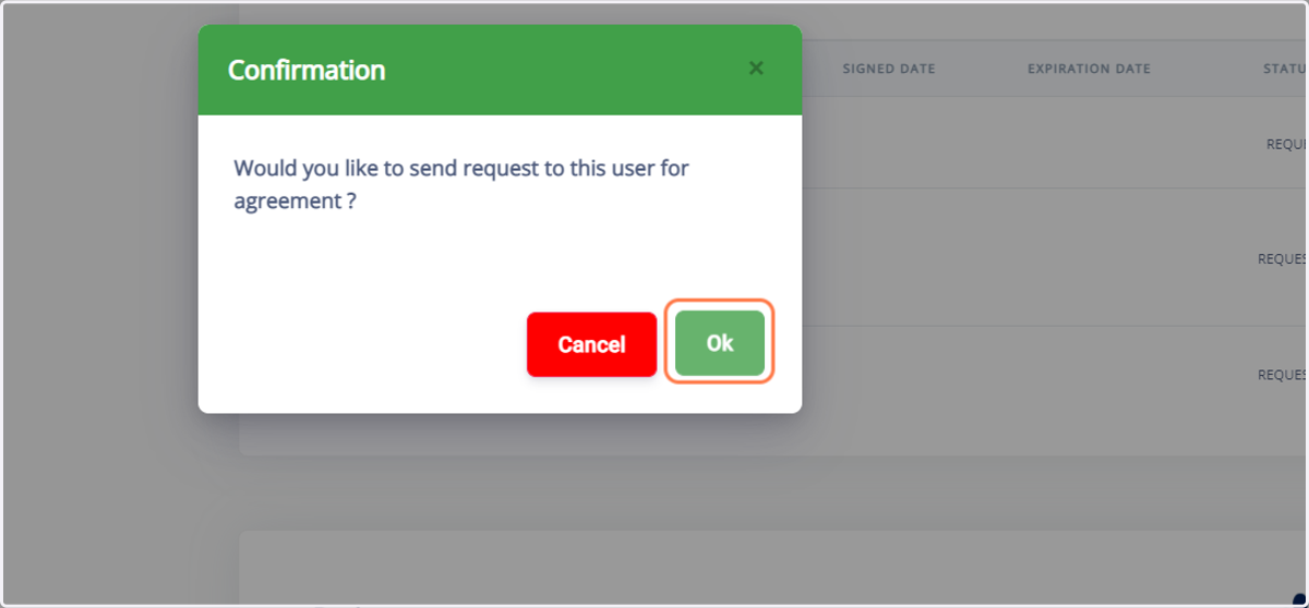 Click on Ok to confirm.