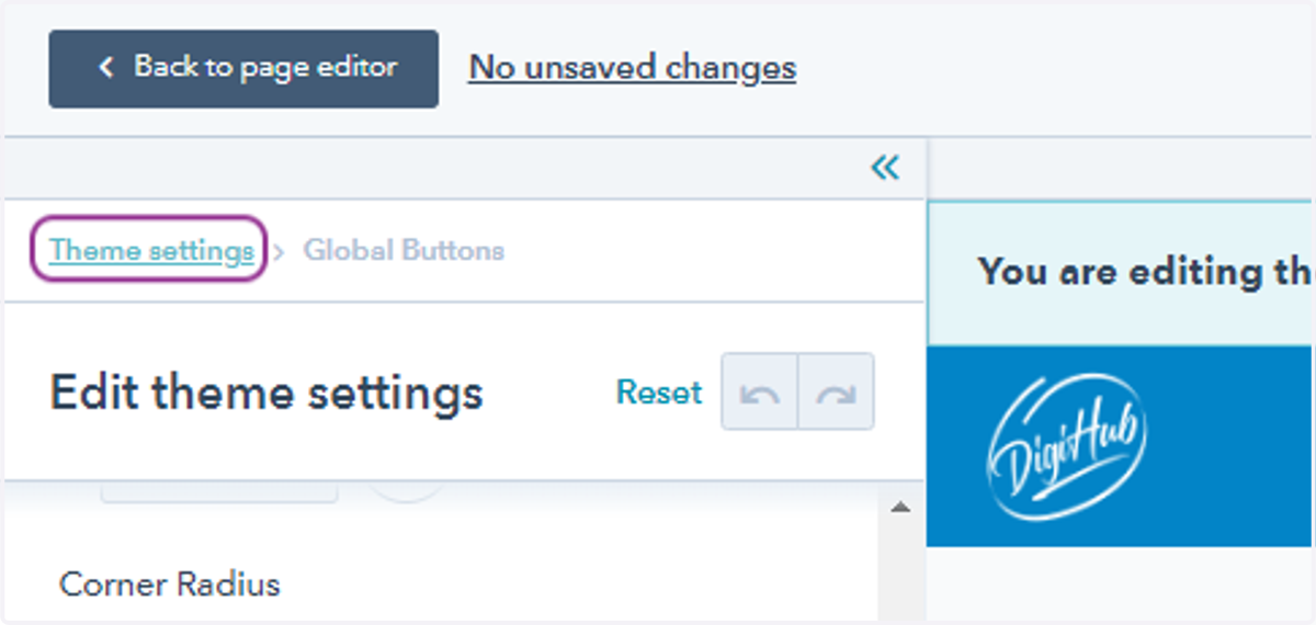 Click on Theme settings