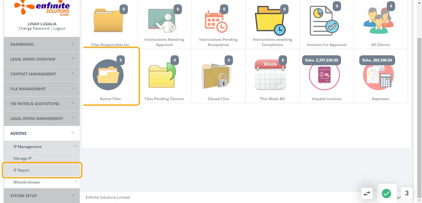 Click on IP Report link
