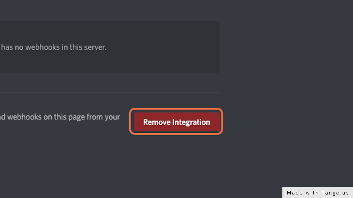 Click on Remove Integration