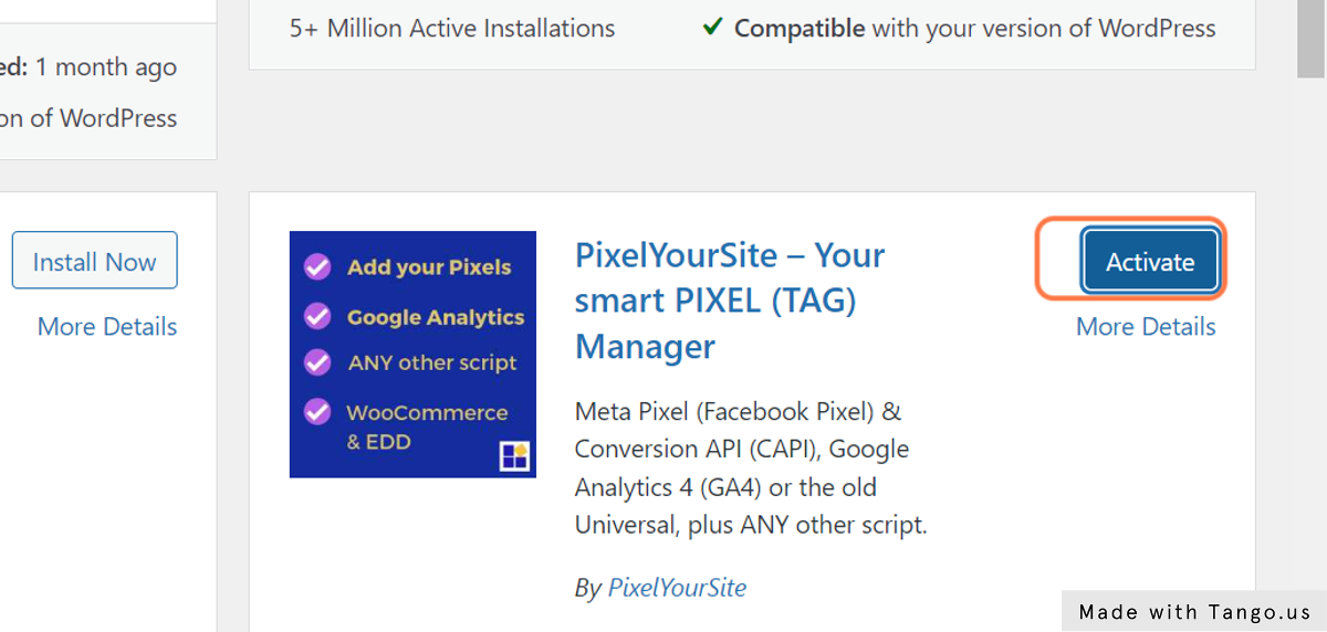 Click on Install then click Activate