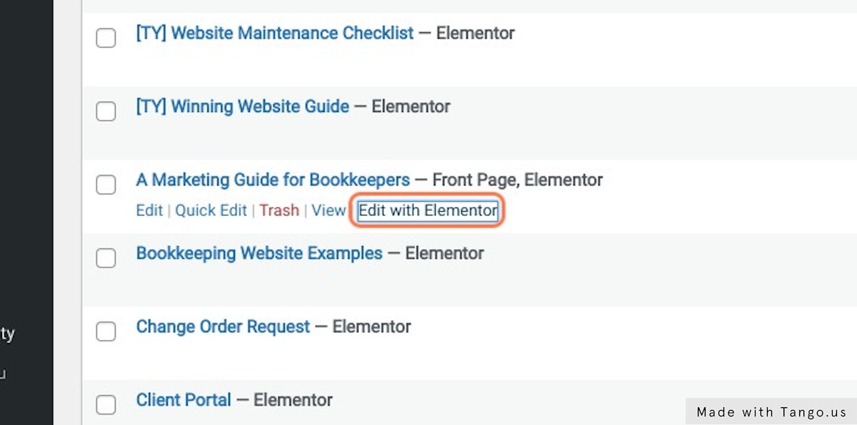 Choose your page and click on Edit with Elementor