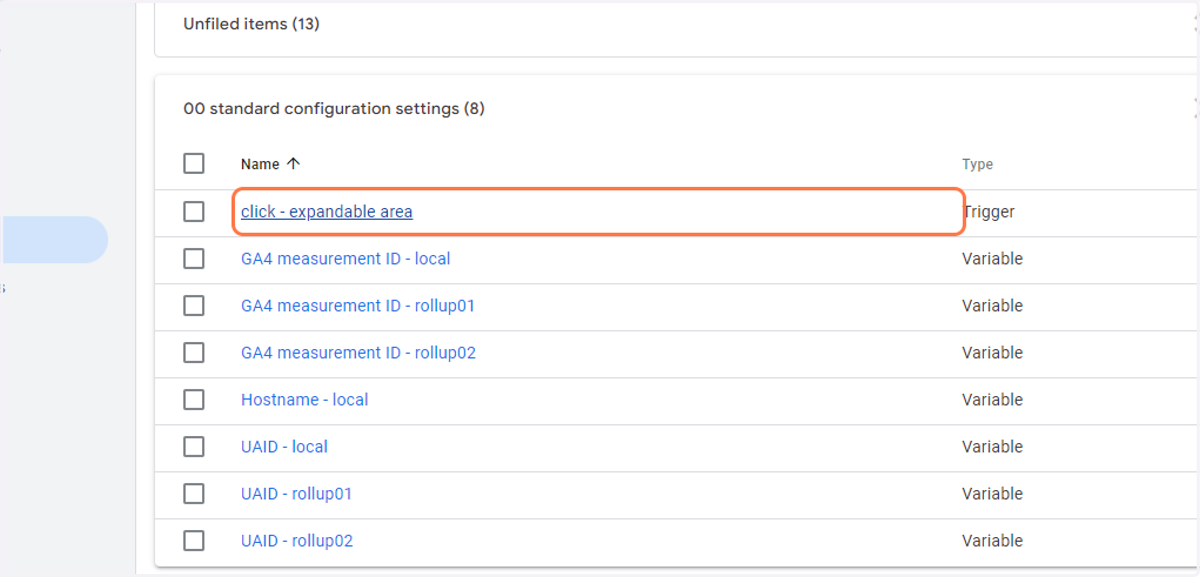 Click on click - expandable area