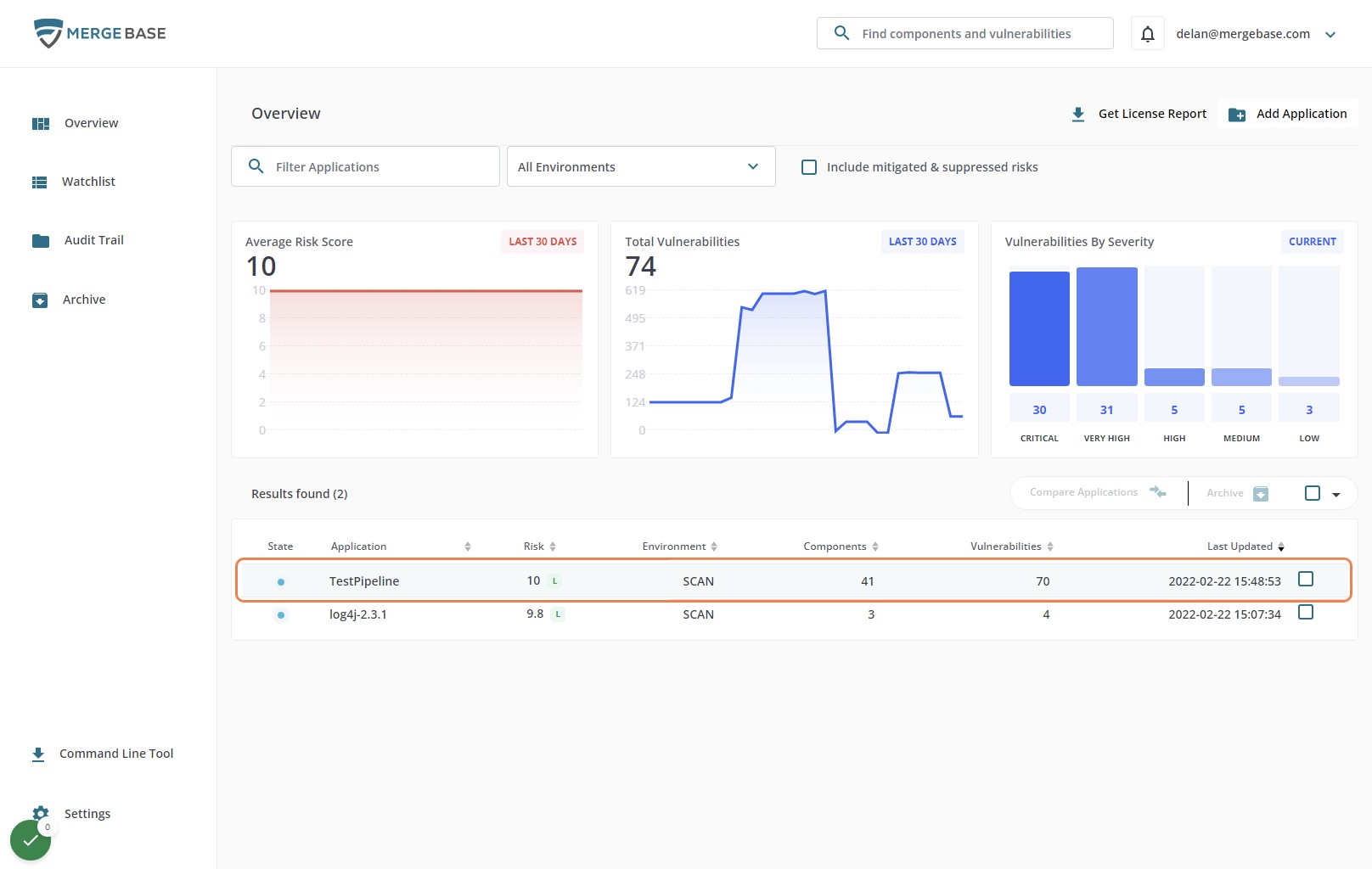 Head back to the MergeBase dashboard