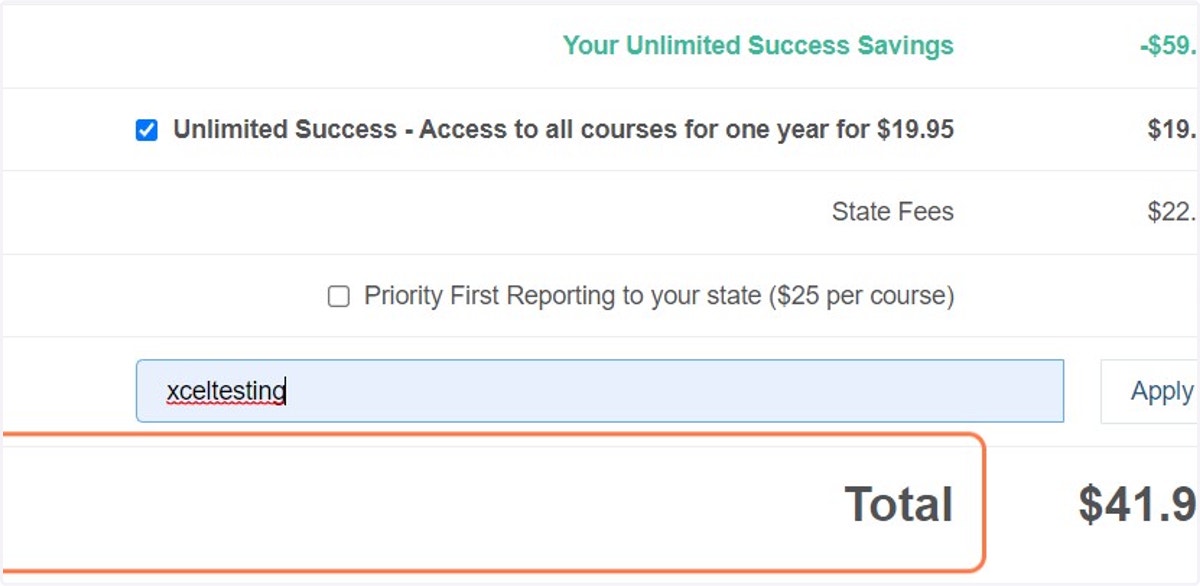 Discount Code Type "xceltesting"