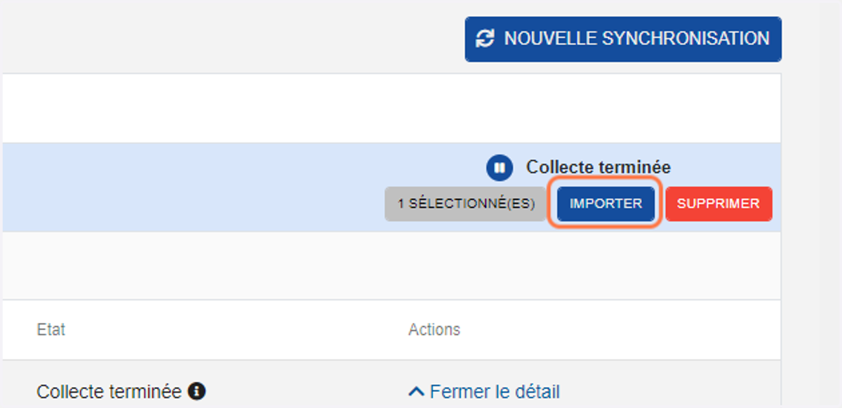 Cliquer sur "IMPORTER"