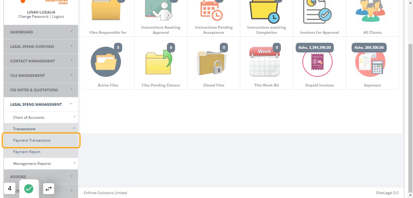 Click on Payment Transactions link