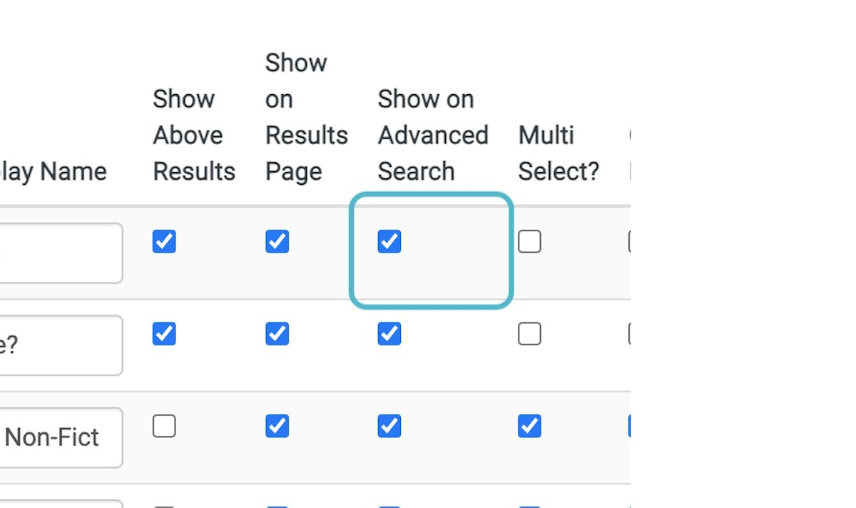 Any facets that you want to show in Advanced search, you check the corresponding box under "Show on Advanced Search".