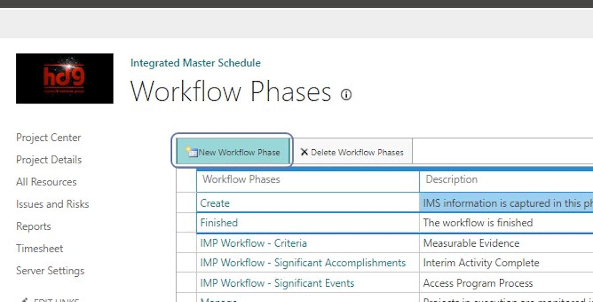 Click on New Workflow Phase