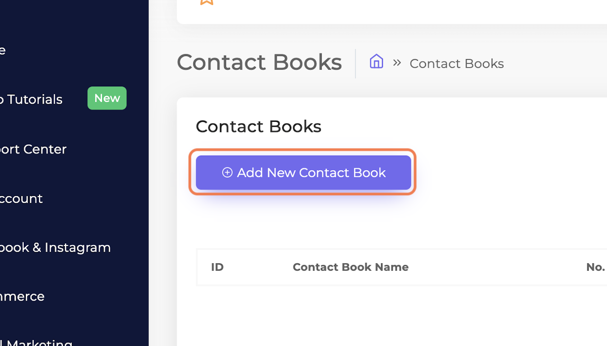 Click on  Add New Contact Book